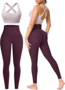Women's 2-Piece Seamless Workout Set – High Waist Leggings & Cross-Back Padded Sports Bra