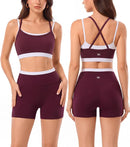 Women's 2-Piece Pilates Workout Set – Double Layer Sports Bra & High Waist Shorts Activewear