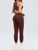 Women's 2-Piece Workout Set – Crop Tank Top & Contrast Trim Scrunch Leggings