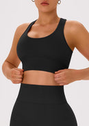 Women's 2-Piece Racerback Workout Set – High-Waisted Leggings & Padded Sports Bra