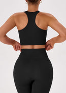 Women's 2-Piece Racerback Workout Set – High-Waisted Leggings & Padded Sports Bra